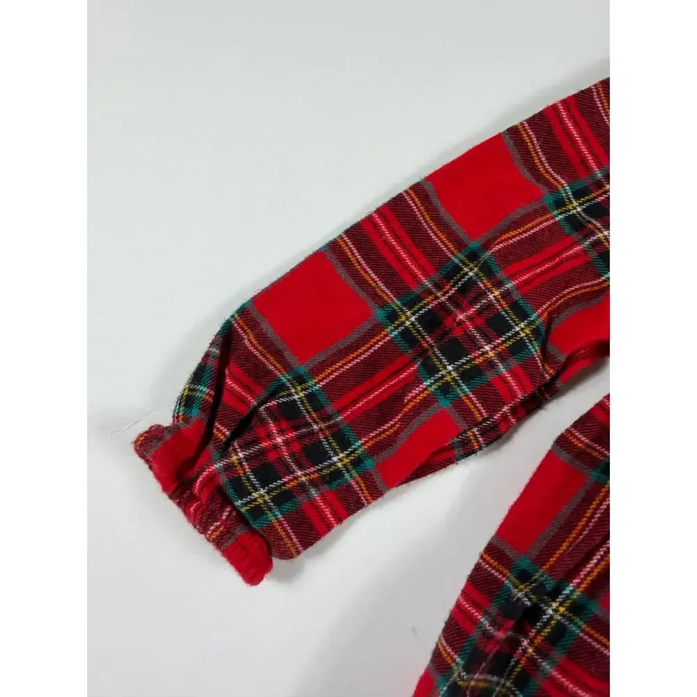 Old Navy Red Plaid Flannel Long Sleeve Holiday Dress Size 12–18 Months